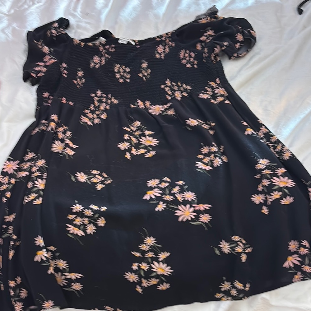 American Eagle Outfitters Black Dress with Pink Floral Design